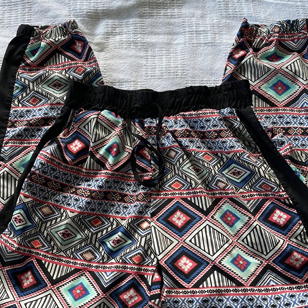 Boho printed polyester joggers